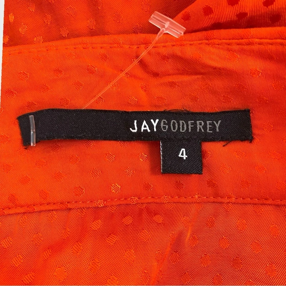 Jay Godfrey Orange Dot Ruffle Hem Hi Low Maxi Skirt with Tie Belt Size 4 - Image 4 of 4