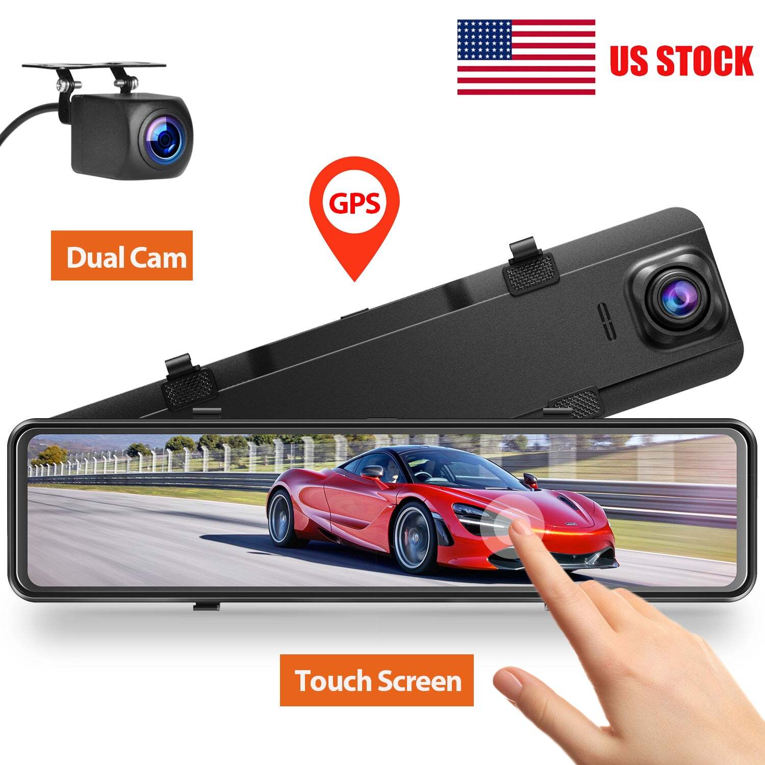 2.5K GPS Mirror Dash Cam with Front & Rear Backup Camera and Voice Control by Campark  