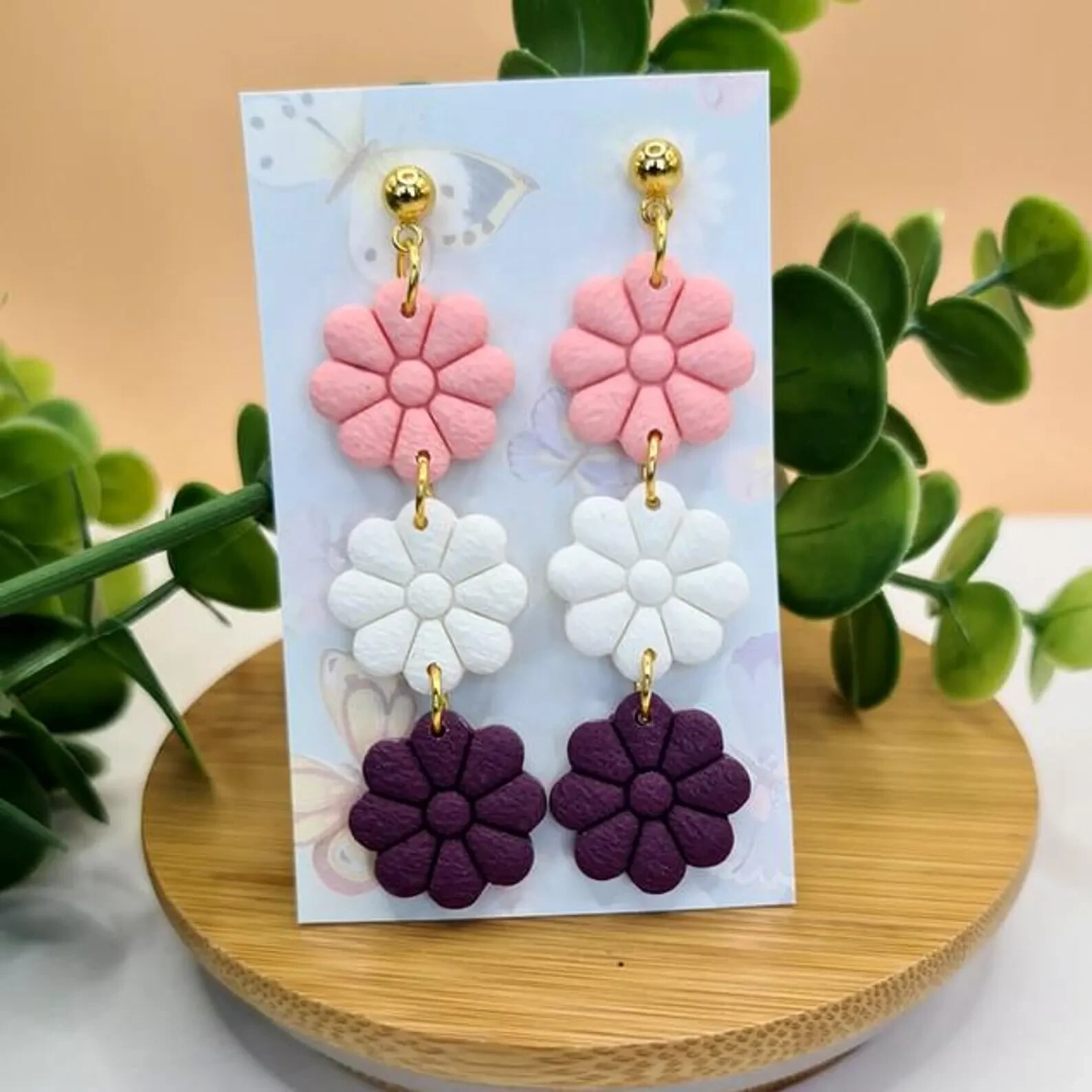 Boucles d'oreille Cascade de fleurs en polymère pour vos tenues d'été