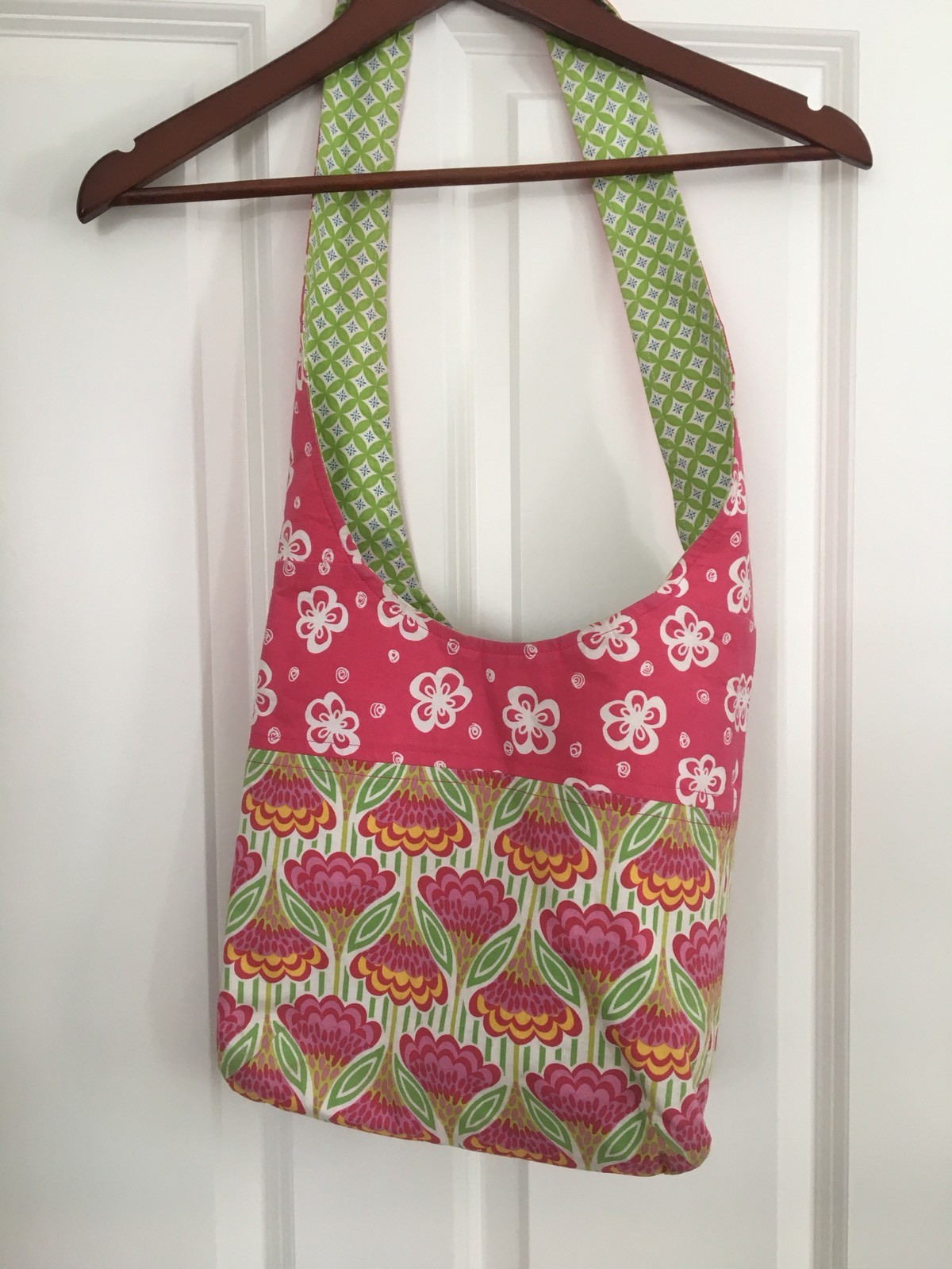 Shoulder Bag NWOT Pink Green Yellow & White Floral Geometric Pattern-image