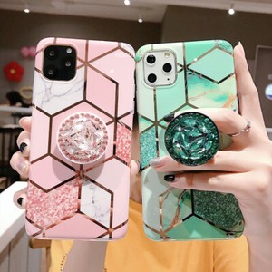 Plating Marble Case For iPhone 11 Pro Max X XR With Diamond Pop Up