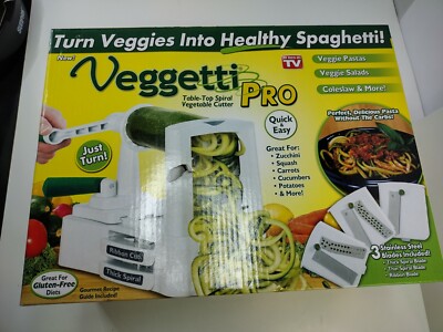 VEGETABLE CUTTER Veggetti Pro TABLE TOP SPIRAL With 3 Stainless Steel Blades