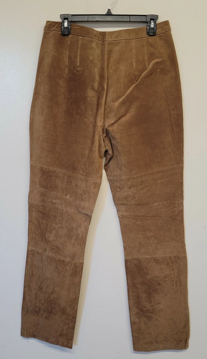 Womens A.BERNARDO Genuine Leather Suede Belted Pants Slacks Size 12