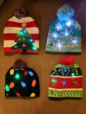 Light-Up Christmas Holiday Knitted Hat- Brand New- 3 Light Modes