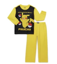 Pokemon Pikachu Boy XS 4/5 PJ’s  2pc Set Yellow Fleece