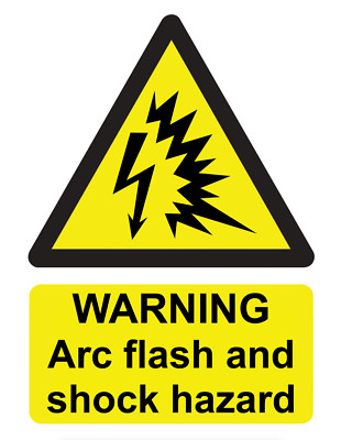 Warnbogen Blitz und Stoßgefahr Sicherheit Foamex Hart PVC Schild ODER Aufkleber Decal