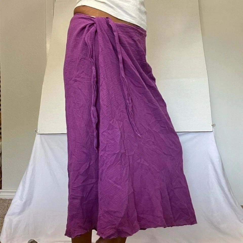 Victoria's Secret Falda Cubre Natación, Algodón Gasa Transparente, Cintura Atada, Púrpura, S Foto 2 de 4