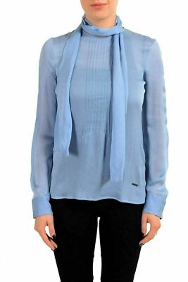 Dsquared2 Women's 100% Silk Scarf Designed Long Sleeve Blouse Top US XS IT 38