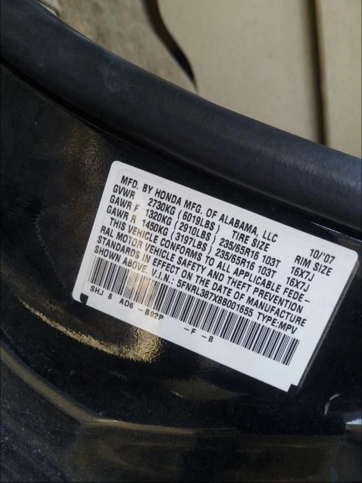 Б/у спидометр датчик подходит: 2008 Honda Odyssey кластер США рынок MPH EX класса A - Изображение 2 из 4