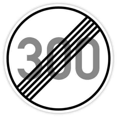 Geschwindigkeit Tempolimit Aufgehoben  300 km/h  Sticker KfZ | Ø 5-30 cm