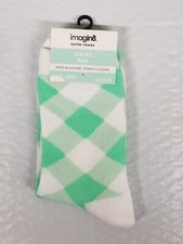 Easter Socks One Pair of Imagin 8 Adult Size New Green White Checker Design