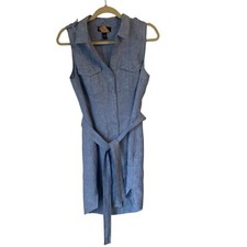 Inc International Concepts 100% Linen Button Up Sleeveless Dress With Belt Sz 8