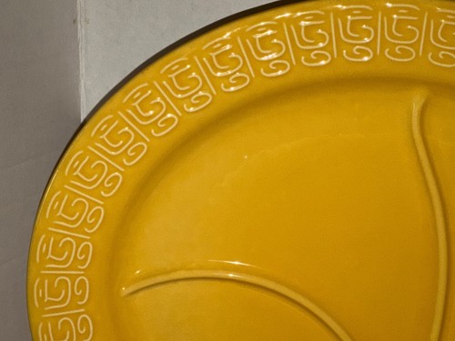 Homer Laughlin Oval Divided Serving Platter 14.75" Embossed Sunflower Fiesta - Picture 3 of 6