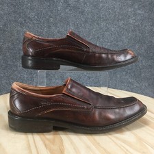 Ecco Shoes Mens 44 Windsor Dress Loafers Brown Slip On Casual Almond Toe Block