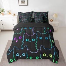 Cute Cat Bed Set Includes Comforter, Sheet Set, Pillowcases  Pillow Covers S...