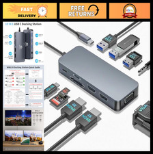 10-in-1 USB C Hub Docking Station, Dual Monitor 4K HDMI, Fast Charging, SD/TF Re