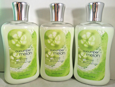 Bath and Body Works Body Lotion vit e jojoba shea Cucumber Melon  x 3