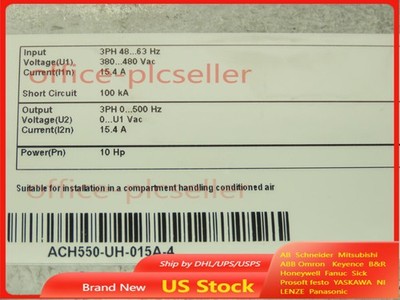 ABB ACH550-UH-015A-4 HVAC VFD Variable Speed Drive 10HP 3Ph 480V 15.4A No Keypad