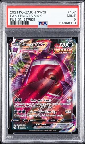 2021 POKEMON SWORD & SHIELD FUSION STRIKE #157 FULL ART/GENGAR VMAX PSA 9