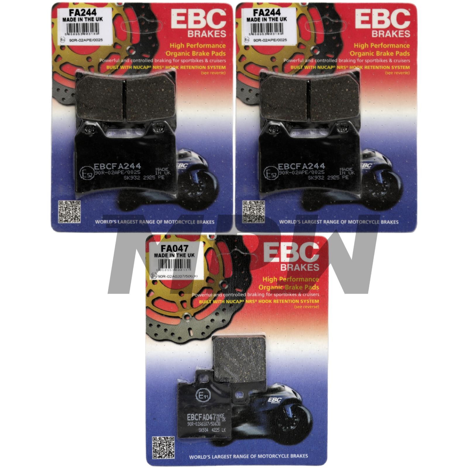 Ducati Monster 1000 ie 992cc 2004-2005 EBC Organic Brake Pads Kit Front & Rear