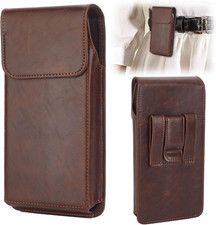 Leather Phone Holster, Belt Clip Cell Phone Case with Metal Belt