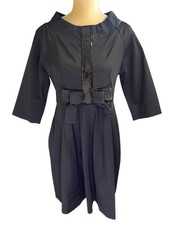 Anna Sui Sequin Bow Detail Pleated Dress Large