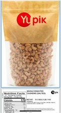 Yupik Nuts Roasted Salted Whole Cashews 2.2 lb