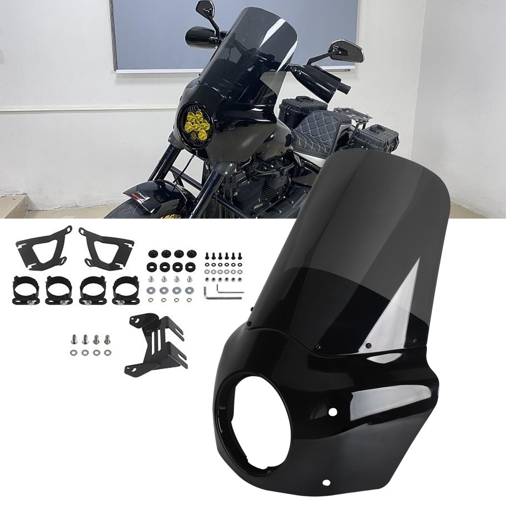For Harley Softail Fat Bob FXFBS 2018-24 Windshield Fairing w/Headlight Brackets