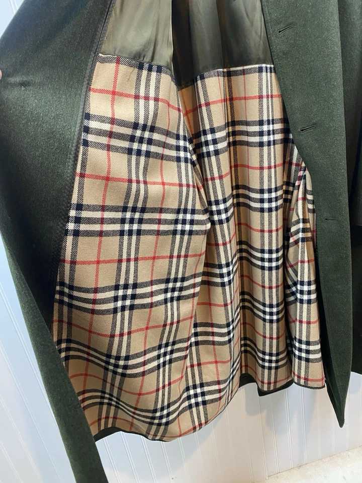 Gabardina vintage años 80 Burberrys Loden para hombre 52 verde oscuro lana forro a cuadros Nova Foto 2 de 4
