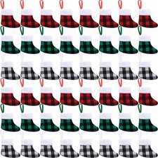 60 Pcs Mini Christmas Stockings 6 Inch Xmas Buffalo Plaid Stockings Small Chr...