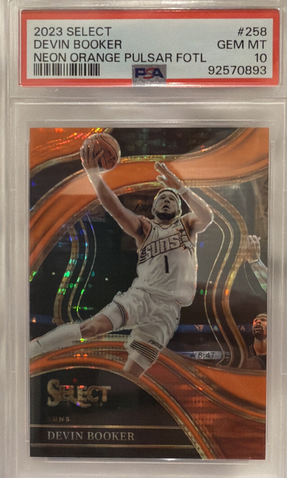 2023-24 Panini Select - Courtside Devin Booker #258 Neon Orange Pulsar FOTL /15.
