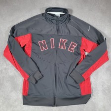 Vintage Nike Track Jacket Boys XL Gray Full Zip Colorblock Big Logo Y2K Active