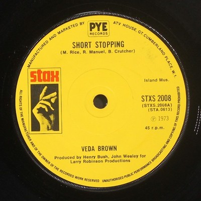 VEDA BROWN: short stopping / i can see every woman's man but mine STAX 7'' Single
