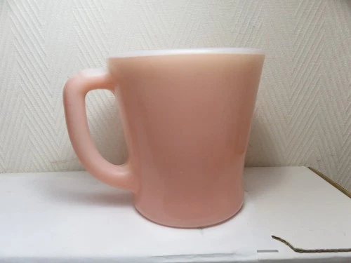 Vintage 1950's  Fire King pink milk glass D handle coffee mug Lot 2