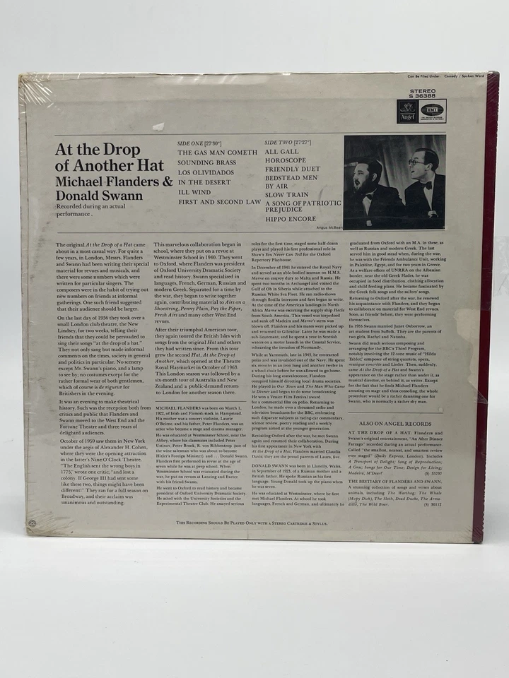NEW SEALED MICHAEL FLANDERS DONALD SWANN AT THE DROP OF ANOTHER HAT 12" LP VINYL - Image 2 of 2