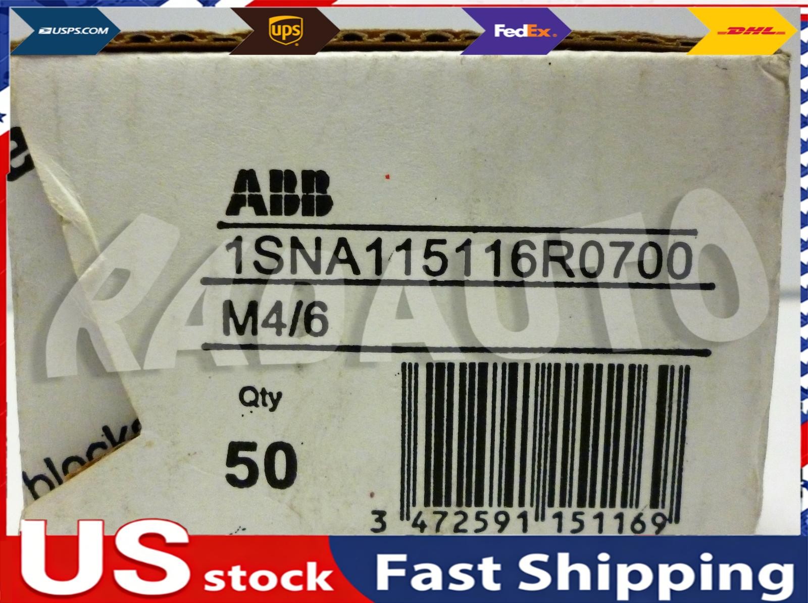NEW Box of 50 ABB 1SNA115116R0700 Terminal Blocks
