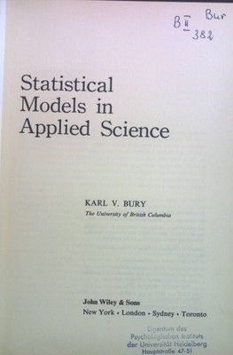 Statistical Models in Applied Science. Wiley Series in Probability and Mathemati