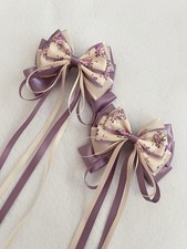 New Cute Stylish Purple Flower Design Bow Ribbon Hair Clip Accessories