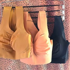 Evelyn Bobbie Defy Bra Wireless Seamless Bralette Lot of 3 Beige/Black M