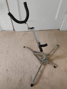 Saxophone Stand, Collapsible, Chrome Plated Steel And Rubber With Bag