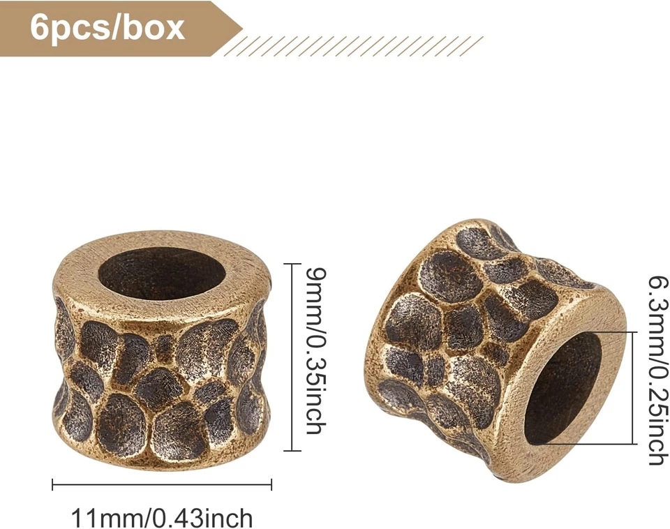 Dijes de latón antiguos de cuentas de paracord doradas de 11 mm, cuentas de cordón EDC para P... Foto 3 de 4