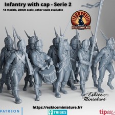 Eskice Miniature AWI Infantry in Caps Marching x14 Minis Black Powder 15 20 28mm