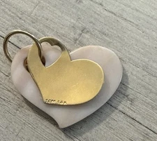 Abalone Pink Shell 14k Yellow Gold Heart Pendant JCM Angled