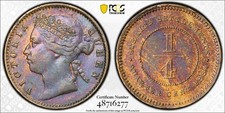 i-650521 Straits Settlements &frac14; Cent 1884 PCGS 62 BN