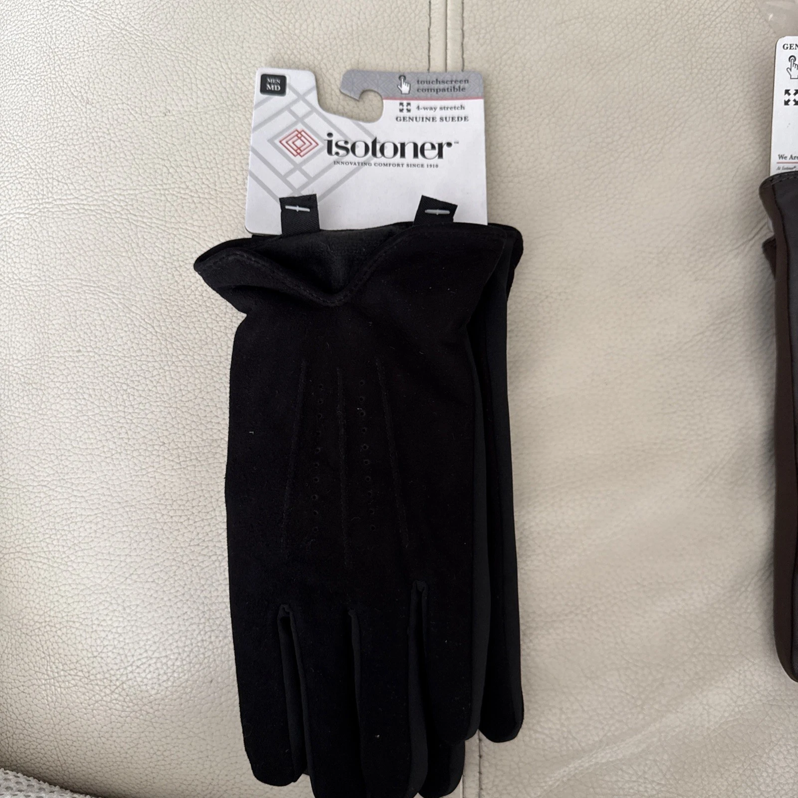 NEW Men's Soft Black Suede Leather Gloves Size Medium M Insulated Isotoner