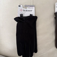 NEW Men's Soft Black Suede  Leather Gloves Size Medium M Insulated Isotoner