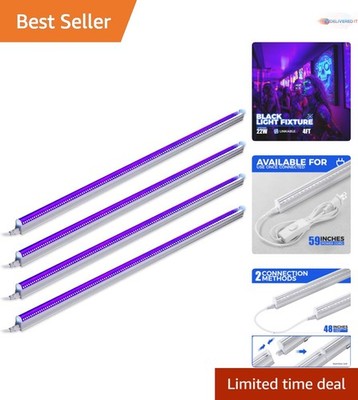 UV LED Blacklight Bar 4ft T5 22W Indoor Party Halloween Christmas Decor