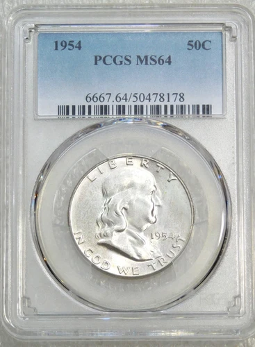 1954 P Franklin Half Dollar PCGS MS64 Frosty White 95% FBL PQ New Holder #P147N