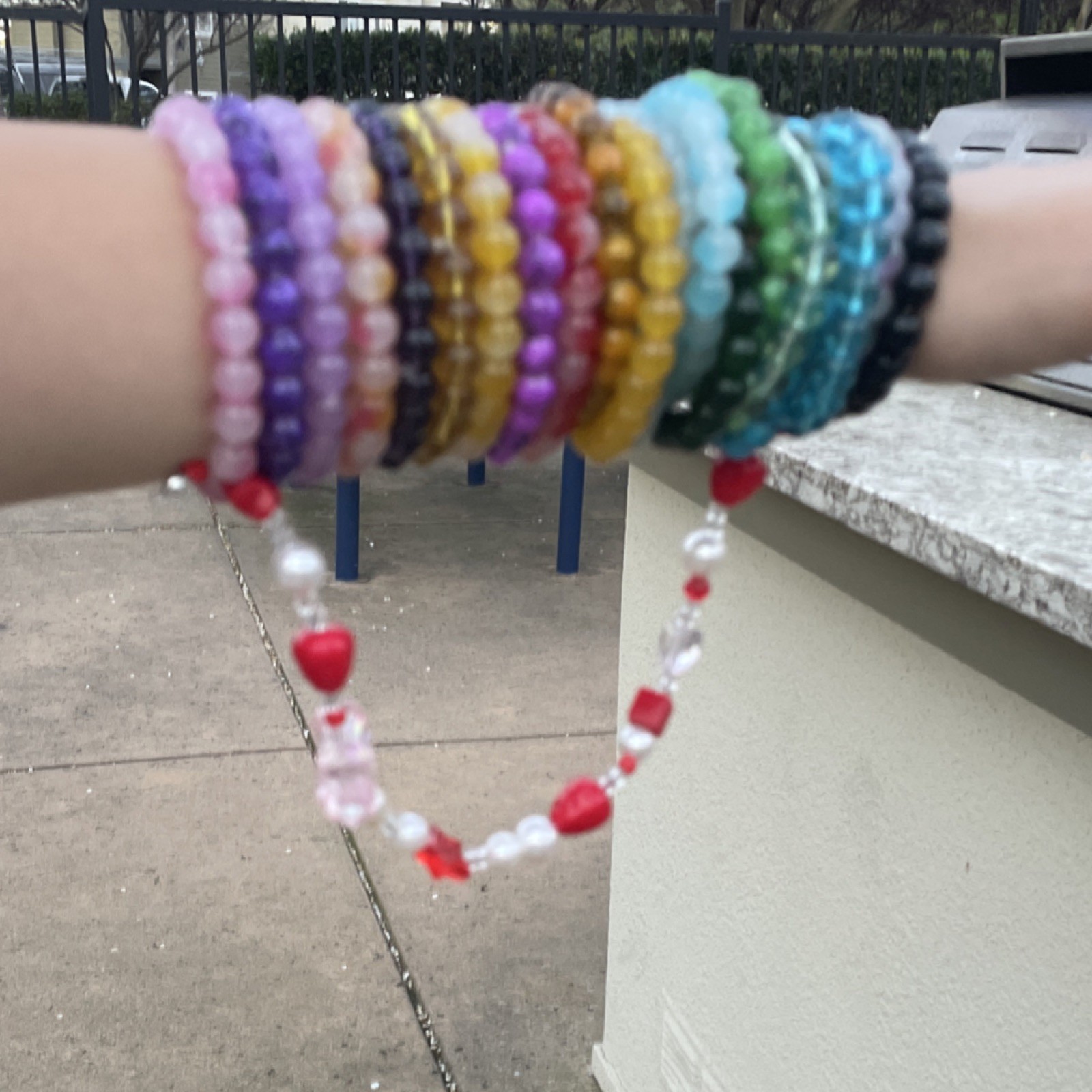 Multicolor Beaded Stackable Glass Stone Bracelets… - image 3