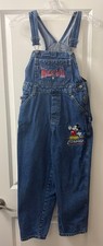 Vintage 90s Disney Mickey  Co Denim Overalls Youth Size 10 Classic Embroidered